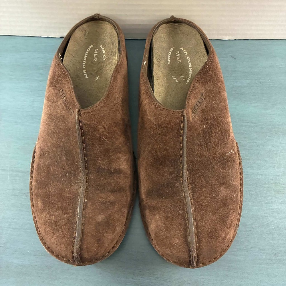 Merrell Duet Groove Beetle Brown Women 6.5 Suede Clogs Good Air Cushion Mules